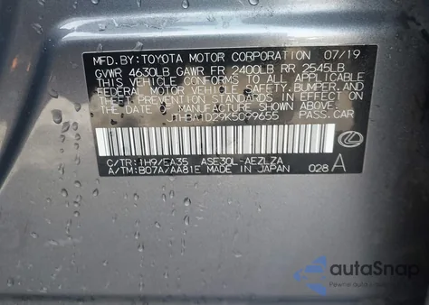 2019 Lexus Is 300 z USA, uszkodzony, nr VIN JTHBA1D29K5099655